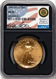 1988 $50 1 oz Gold Eagle NGC MS70 Hand Signed Miles Standish Lady Liberty